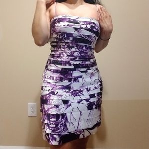 Purple and white floral mini dress